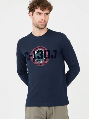 AERONAUTICA MILITARE Granatowy męski longsleeve bawełniany, Rozmiar XL