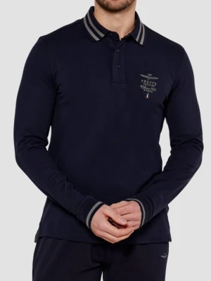AERONAUTICA MILITARE Granatowy męski longsleeve polo Frecce Tricolori