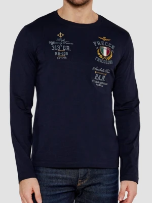 AERONAUTICA MILITARE Granatowy męski longsleeve, Rozmiar 3XL
