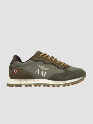 AERONAUTICA MILITARE Jasnozielone sneakersy męskie ze skórą zamszową, Rozmiar 42