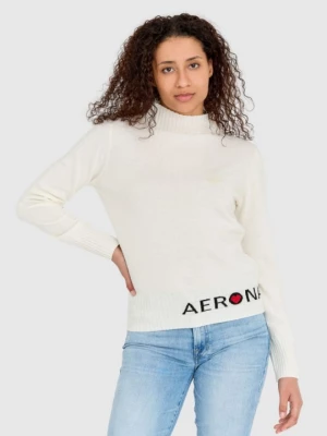 AERONAUTICA MILITARE Kremowy sweter damski z domieszką kaszmiru