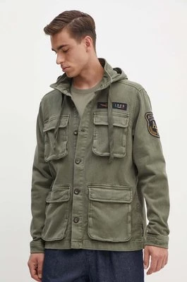Aeronautica Militare kurtka jeansowa męska kolor zielony przejściowa AB2183CT3371