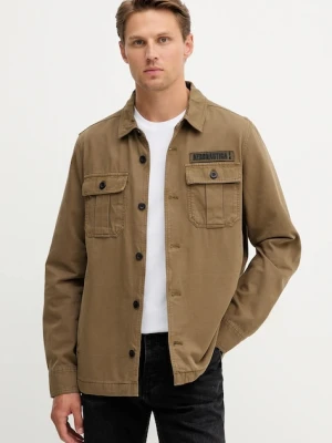 Aeronautica Militare kurtka koszulowa bawełniana kolor beżowy przejściowa AC0036UCT04233
