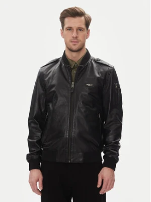 Aeronautica Militare Kurtka skórzana 251PN5044PL266 Czarny Regular Fit