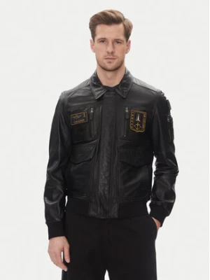 Aeronautica Militare Kurtka skórzana 251PN5046PL265 Czarny Regular Fit