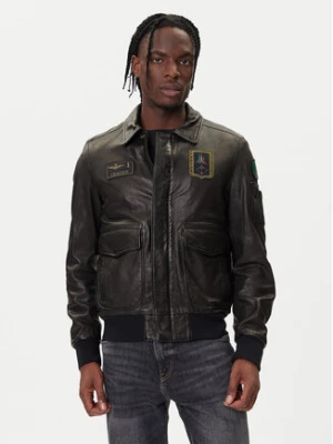 Aeronautica Militare Kurtka skórzana 252PN0895U100839 Czarny Regular Fit