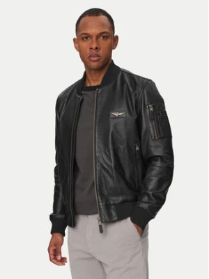 Aeronautica Militare Kurtka skórzana 261PN5053UPL00320 Czarny Regular Fit