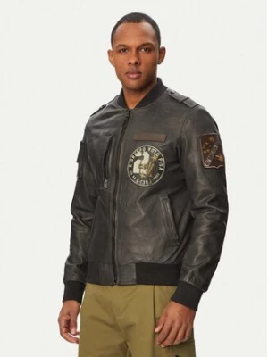 Aeronautica Militare Kurtka skórzana 261PN5055U100839 Czarny Regular Fit