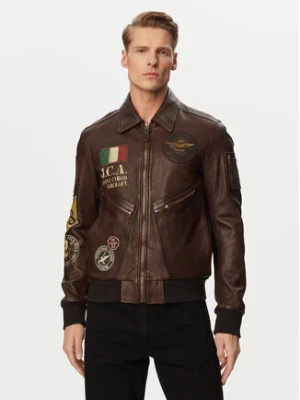 Aeronautica Militare Kurtka skórzana 261PN5056U100839 Brązowy ciemny Regular Fit