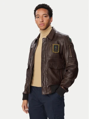 Aeronautica Militare Kurtka skórzana 262PN0846U100839 Beżowy ciemny Regular Fit