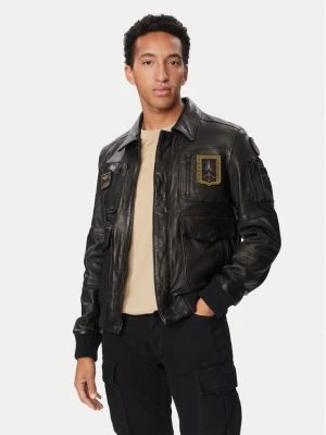 Aeronautica Militare Kurtka skórzana 262PN0846U100839 Czarny Regular Fit