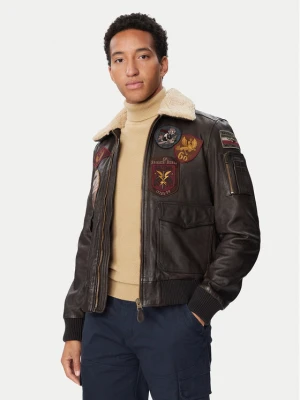 Aeronautica Militare Kurtka skórzana 262PN0968U100839 Beżowy ciemny Regular Fit