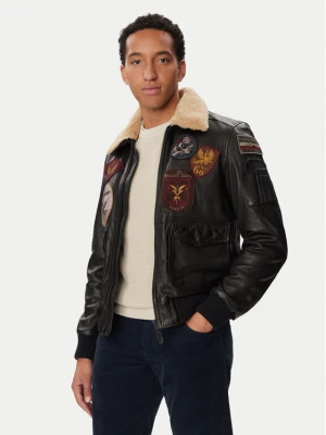 Aeronautica Militare Kurtka skórzana 262PN0968U100839 Czarny Regular Fit