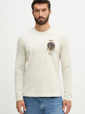 Aeronautica Militare longsleeve bawełniany kolor beżowy z aplikacją TS2467UJ00703