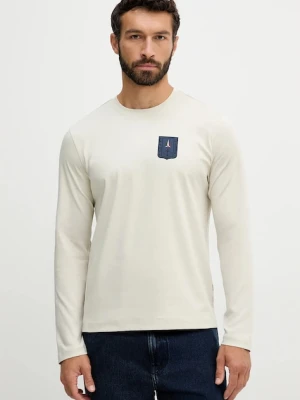 Aeronautica Militare longsleeve bawełniany kolor beżowy z nadrukiem TS2450UJ00663