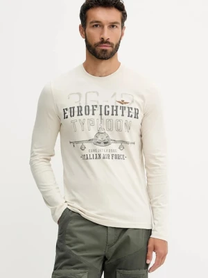 Aeronautica Militare longsleeve bawełniany kolor beżowy z nadrukiem TS2477UJ00641
