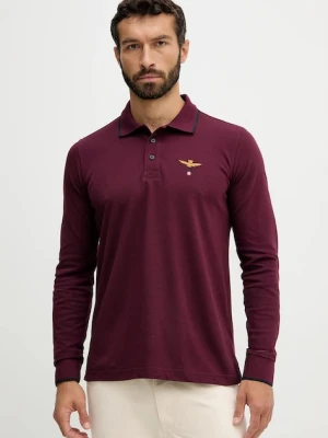 Aeronautica Militare longsleeve bawełniany kolor bordowy z aplikacją PO1653UP00082