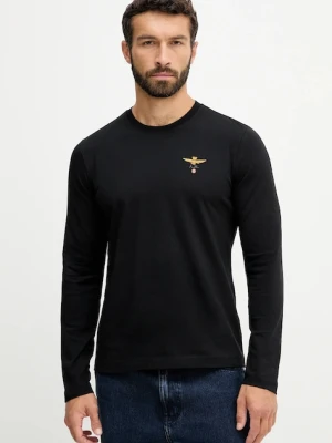 Aeronautica Militare longsleeve bawełniany kolor czarny gładki TS2390UJ00372