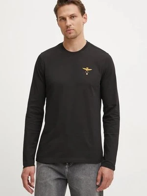 Aeronautica Militare longsleeve bawełniany kolor czarny z aplikacją TS2390J372