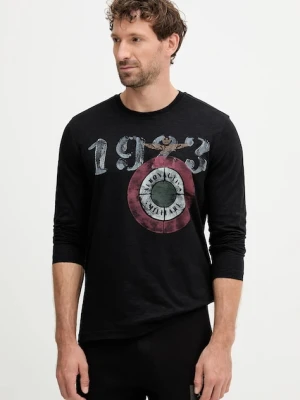 Aeronautica Militare longsleeve bawełniany kolor czarny z nadrukiem TS2487UJ00709