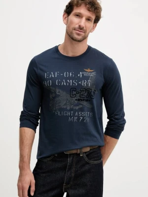 Aeronautica Militare longsleeve bawełniany kolor granatowy wzorzysty TS2475UJ00641
