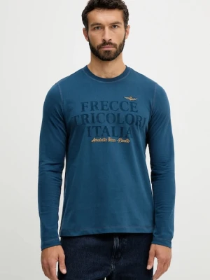 Aeronautica Militare longsleeve bawełniany kolor niebieski z nadrukiem TS2469UJ00703