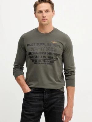 Aeronautica Militare longsleeve bawełniany kolor szary z aplikacją TS2484UJ00641