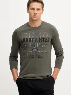 Aeronautica Militare longsleeve bawełniany kolor szary z nadrukiem TS2477UJ00641