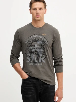 Aeronautica Militare longsleeve bawełniany kolor szary z nadrukiem TS2485UJ00708