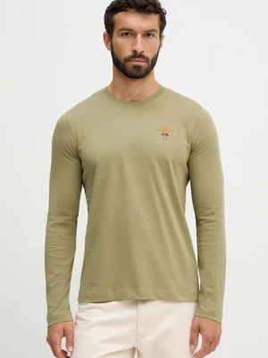 Aeronautica Militare longsleeve bawełniany kolor zielony gładki TS2390UJ00372