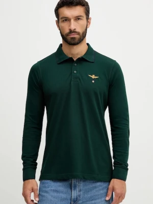 Aeronautica Militare longsleeve bawełniany kolor zielony z aplikacją PO1653UP00082