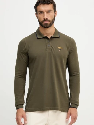Aeronautica Militare longsleeve bawełniany kolor zielony z aplikacją PO1653UP00082