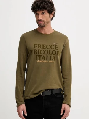 Aeronautica Militare longsleeve bawełniany kolor zielony z nadrukiem TS2469UJ00703