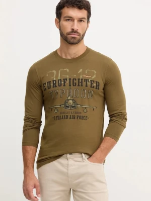 Aeronautica Militare longsleeve bawełniany kolor zielony z nadrukiem TS2477UJ00641