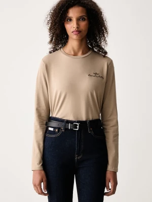 Aeronautica Militare longsleeve damski z bawełną beżowy