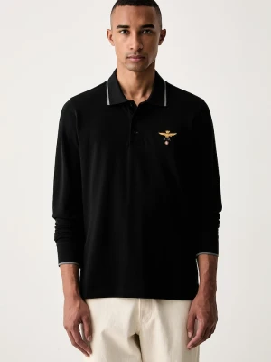 Aeronautica Militare longsleeve męski bawełniany czarny