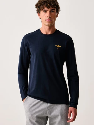 Aeronautica Militare longsleeve męski bawełniany granatowy