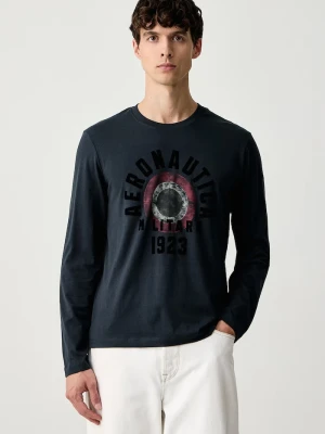 Aeronautica Militare longsleeve męski bawełniany granatowy