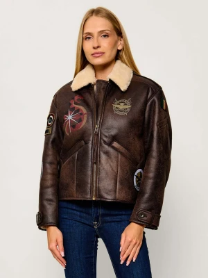 Aeronautica Militare Ocieplana kurtka | Regular Fit | shearling brązowy