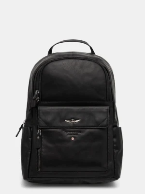 Aeronautica Militare plecak skórzany męski kolor czarny duży gładki