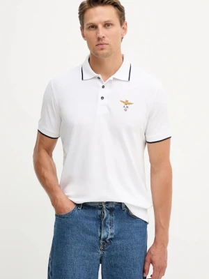Aeronautica Militare polo bawełniane męski kolor biały gładki PO1308UP00082