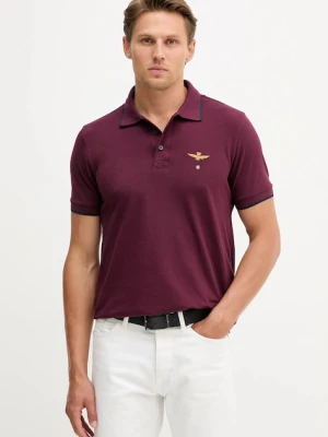 Aeronautica Militare polo bawełniane męski kolor bordowy gładki PO1308UP00082