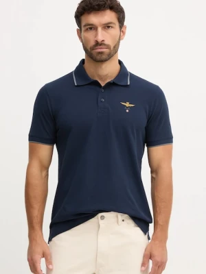 Aeronautica Militare polo bawełniane męski kolor granatowy gładki PO1308UP00082