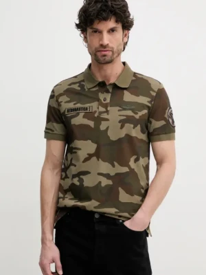 Aeronautica Militare polo bawełniane męski kolor zielony wzorzysty PO1861P346