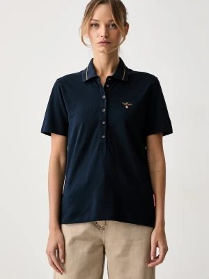 Aeronautica Militare polo damskie bawełniane granatowy