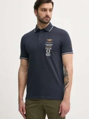 Zdjęcie produktu Aeronautica Militare polo męski kolor granatowy z aplikacją PO1853P191