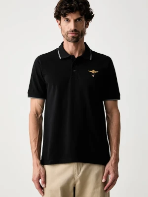 Aeronautica Militare polo męskie bawełniane czarny