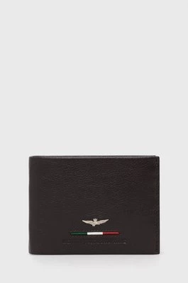 Aeronautica Militare portfel skórzany męski kolor brązowy AM151