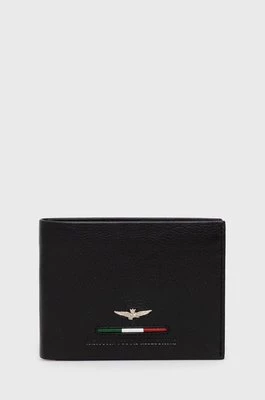 Aeronautica Militare portfel skórzany męski kolor czarny AM151