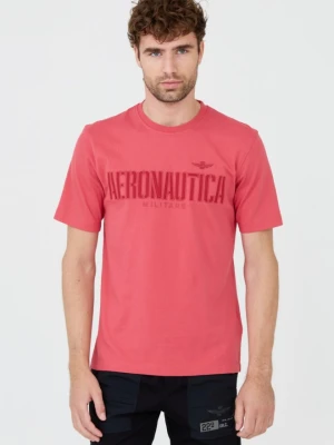 AERONAUTICA MILITARE Różowy bawełniany męski t-shirt, Rozmiar M